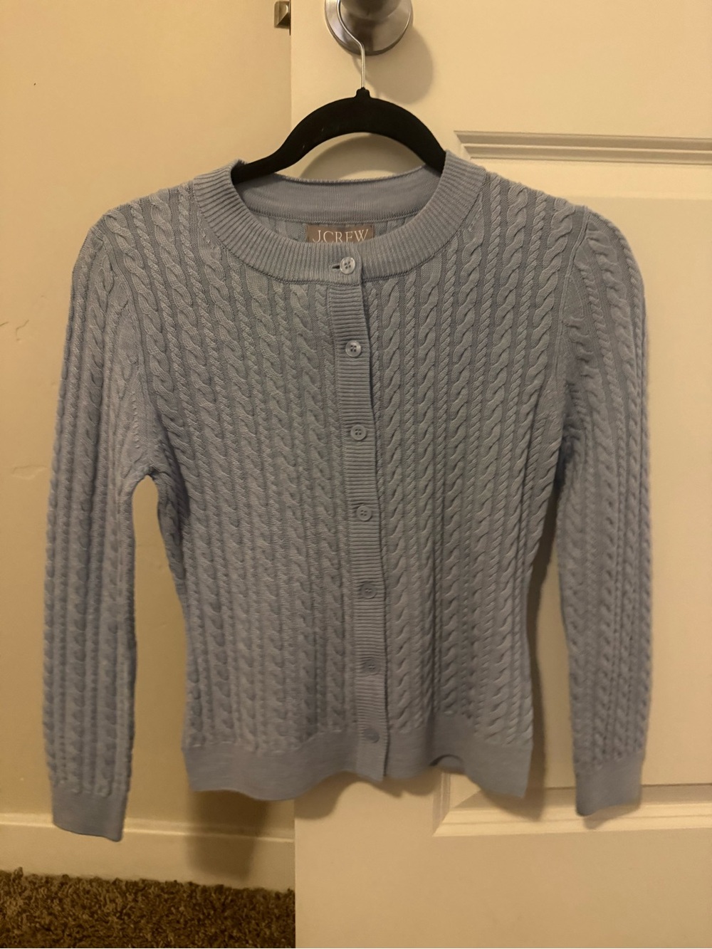 J. Crew Women's Light Blue Cable-Knit Button Cardigan SZ XXS